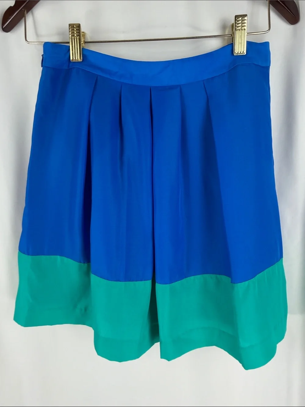 J. Crew Royal Blue and Teal Color-block Skirt